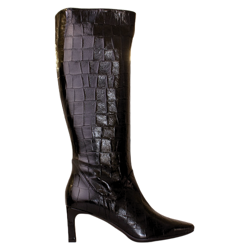 Wonders Ladies Heeled Knee Boots - M-6305 -Black Croc