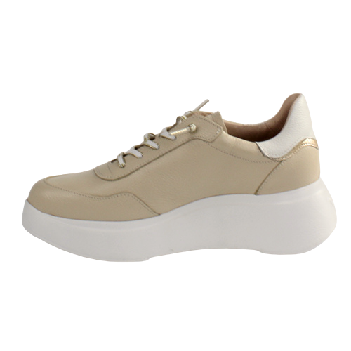 Wonders Ladies Platform Trainers - A-3601 - Beige/White