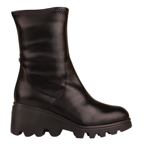Wonders Ladies Wedge Sock Boots - G-7030 - Black