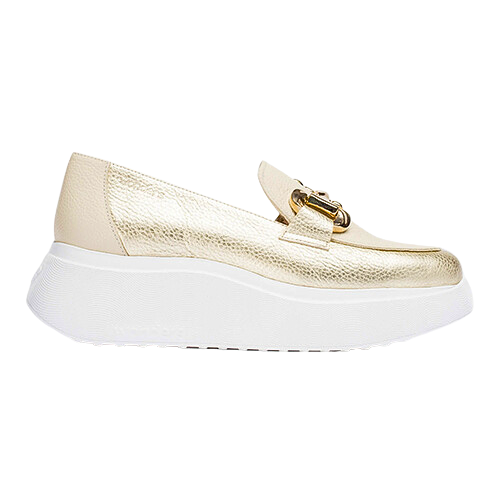Wonders Ladies Platform Loafers - A-3604 - Gold/Cream