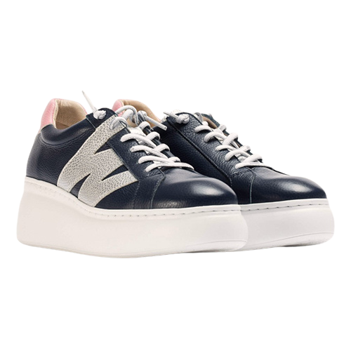 Wonders Ladies Wedge Trainers- A-2650-Navy/Pink