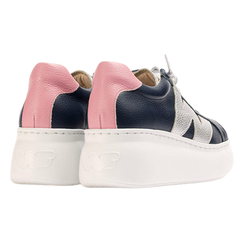 Wonders Ladies Wedge Trainers- A-2650-Navy/Pink