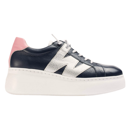 Wonders Ladies Wedge Trainers- A-2650-Navy/Pink