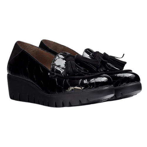Wonders Ladies Wedge Shoes - C-33320 - Black Patent