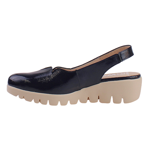 Wonders Ladies Wedge Slingback Sandals- C-33260 - Navy Patent