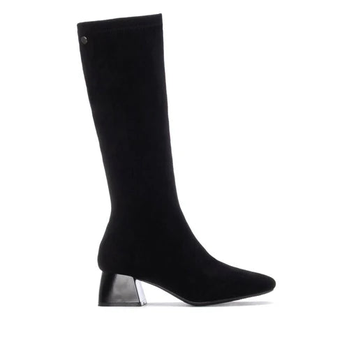 XTI Ladies Block Heeled Knee Boots - 144291 - Black