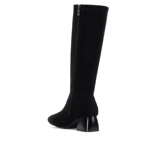 XTI Ladies Block Heeled Knee Boots - 144291 - Black