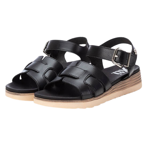 XTI Ladies Low Wedge Sandals - 142900 - Black