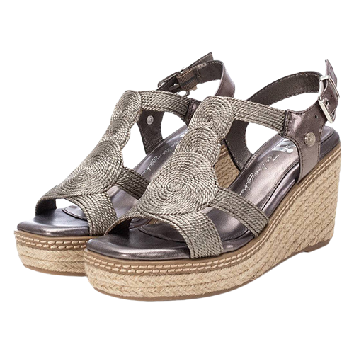 XTI Ladies Wedge Sandals - 142320 - Pewter