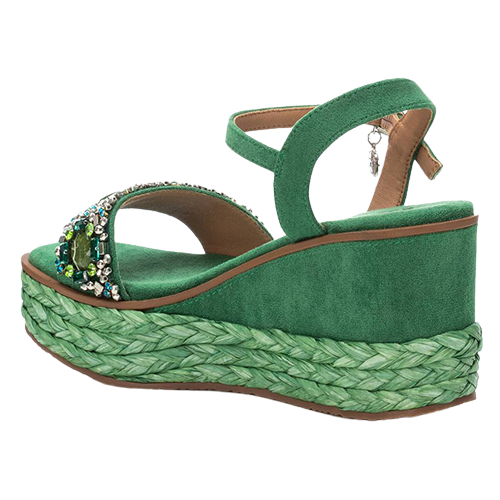 XTI Ladies Wedge Sandals - 142677 - Green