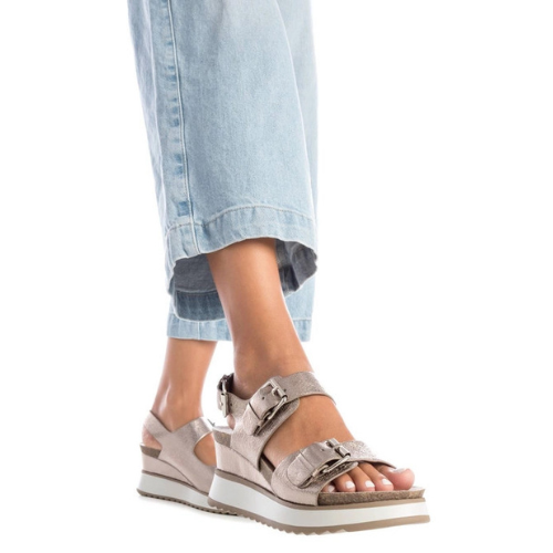 XTI Ladies Wedge Sandals - 142883 - Pewter