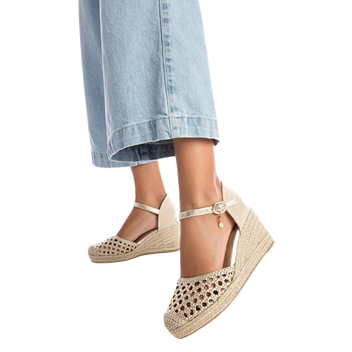 XTI Ladies Wedge Sandals - 142893 - Gold