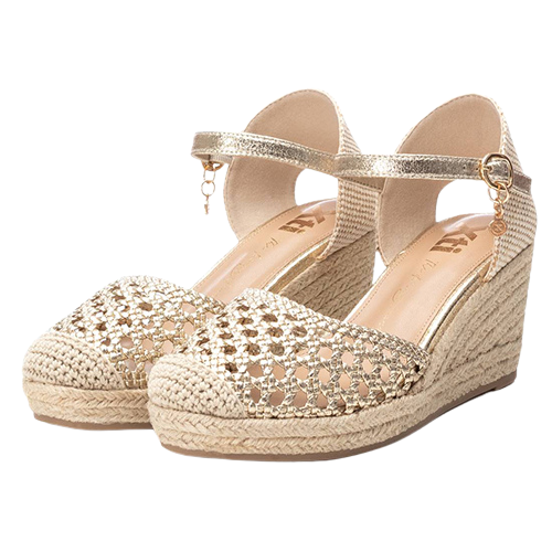 XTI Ladies Wedge Sandals - 142893 - Gold