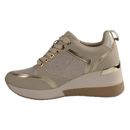 XTI Ladies Wedge Trainers - 142288 - Beige