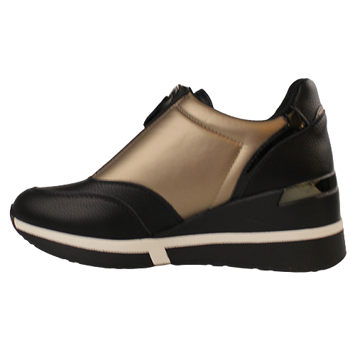 XTI Wedge Trainers - 143080 - Black/Gold