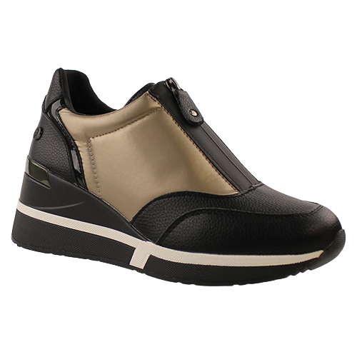 XTI Wedge Trainers - 143080 - Black/Gold