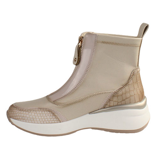 XTI Ladies Zip Wedge Trainers- 142580 - Beige