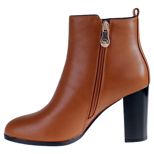 Zanni Block Heeled Ankle Boots - Tira -Tan