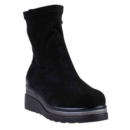 Zanni Ladies Wedge Ankle Boots - Bilecik One - Black Suede