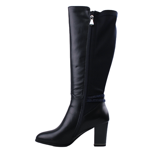 Zanni Block Heeled Knee Boots - Niseko - Navy