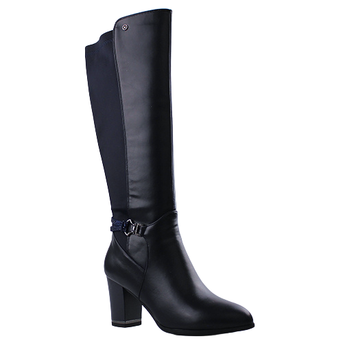 Zanni Block Heeled Knee Boots - Niseko - Navy