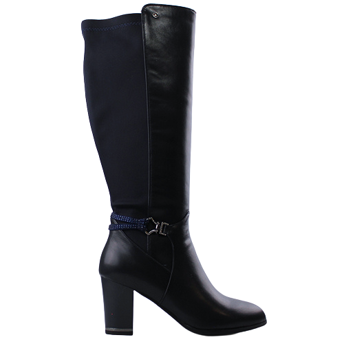 Zanni Block Heeled Knee Boots - Niseko - Navy