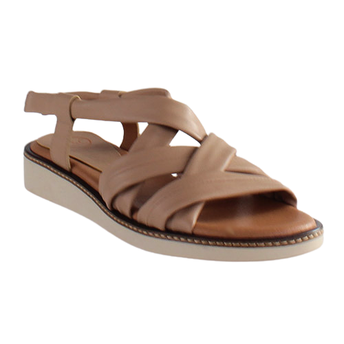 Zanni Ladies Low Wedge Sandals - Erbil - Coffee