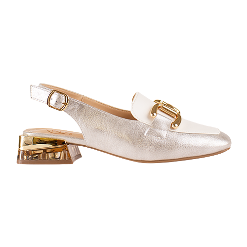 Zanni Ladies Slingback Loafers - Diraz - Silver/White