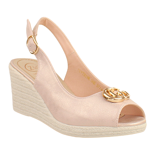 Zanni Ladies Slingback Wedge Sandals - Duytrink One - Gold