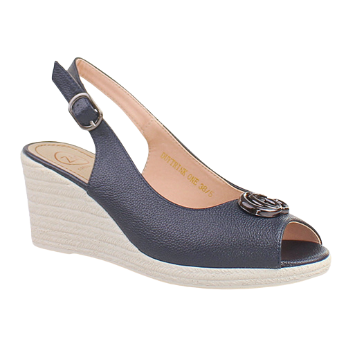 Zanni Ladies Slingback Wedge Sandals - Duytrink One - Navy