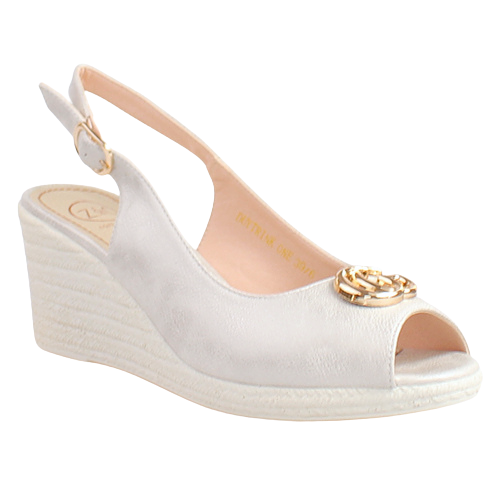 Zanni Ladies Slingback Wedge Sandals - Duytrink One - Silver