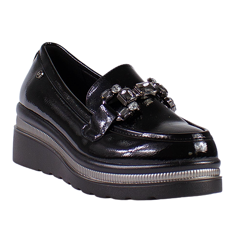 Zanni Ladies Wedge Loafers - Tarsus One - Black Patent