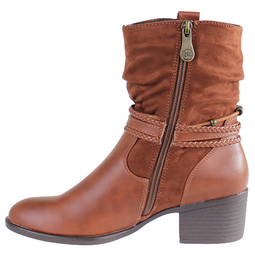 Zanni Block Heeled Ankle Boots - Arad - Tan