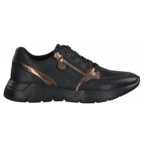 Jana Wide Fit Trainers - 23731-27 - Black/Gold
