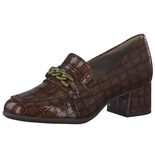 Jana Block Heeled Loafers- 24365-29 - Brown Croc