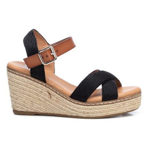 XTI Wedge Sandals - 45173 - Black