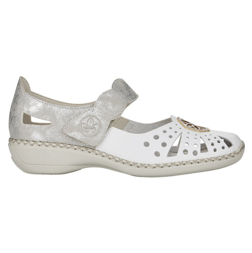 Rieker Ladies Low Wedge Shoes- 41368-80 - White