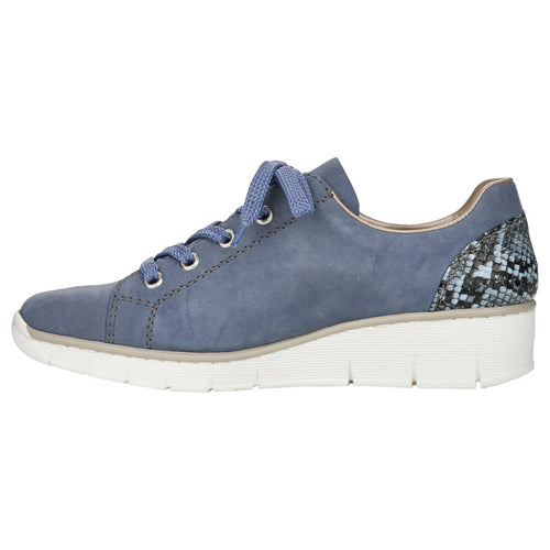 Rieker Wedge Shoes - 53702 - Blue