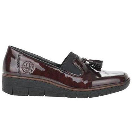 Rieker Wedge Shoes - 53751-35 - Burgundy