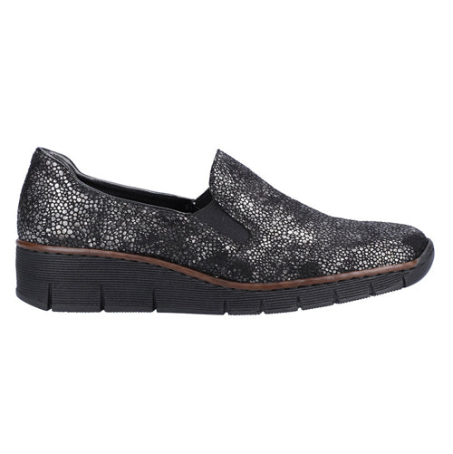 Rieker Wedge Shoes - 53766-00 - Black