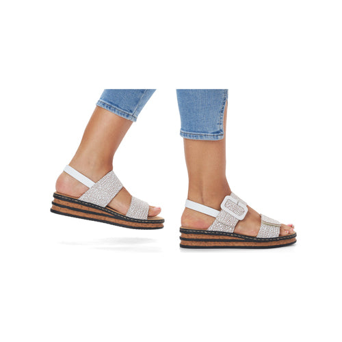 Rieker Wedge Sandals - 62950-80 - White