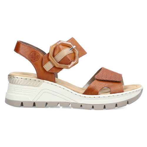 Rieker Wedge Sandals - 66474-24 - Tan