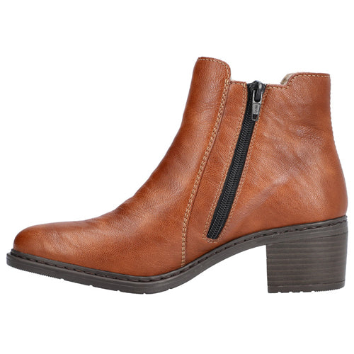 Rieker Block Heeled Ankle Boots - 70171-23 - Tan