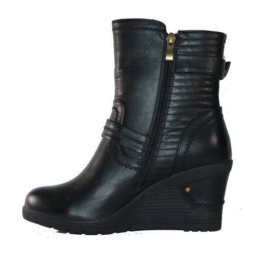 Redz Wedge Ankle Boots - H1192 - Black