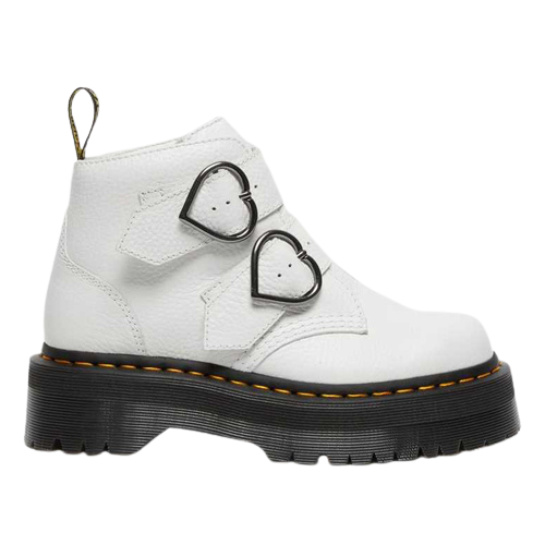 Dr Martens Cross Strap Platform Boots - Devonheart - White