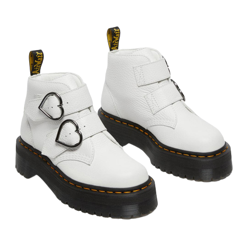 Dr Martens Cross Strap Platform Boots - Devonheart - White