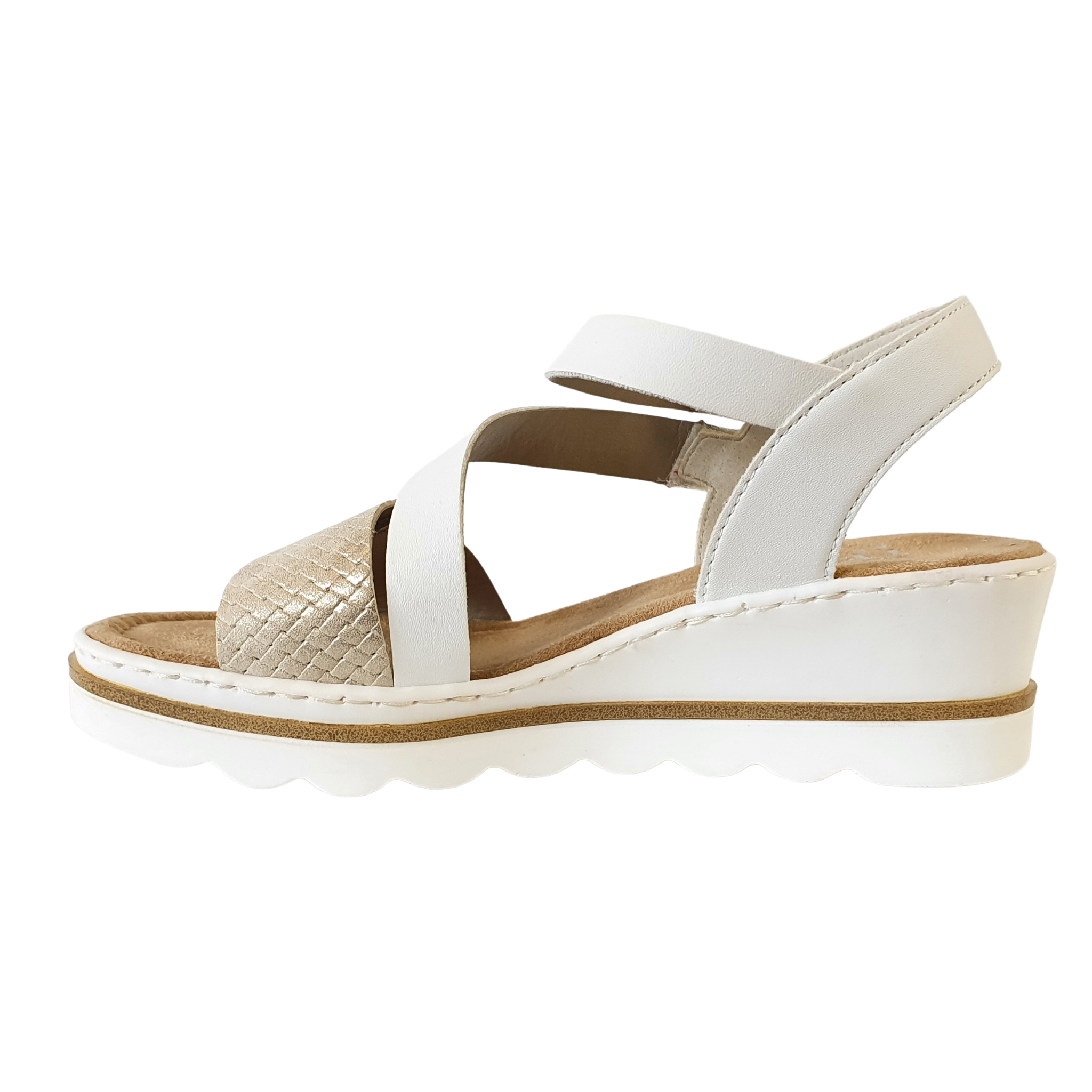 Rieker Wedge Sandals - 67454-91-80 - White/Beige