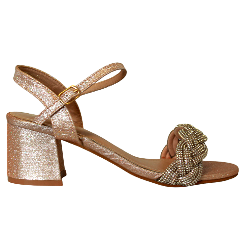 Sorento Block Heeled Sandals - Longueville - Rose Gold