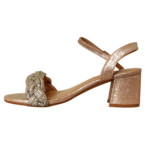 Sorento Block Heeled Sandals - Longueville - Rose Gold
