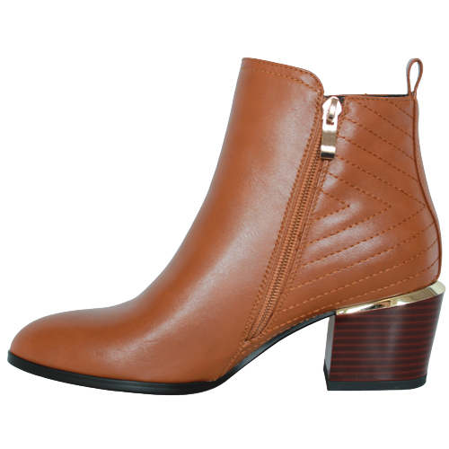 Redz Block Heeled Ankle Boots - 81469 - Tan